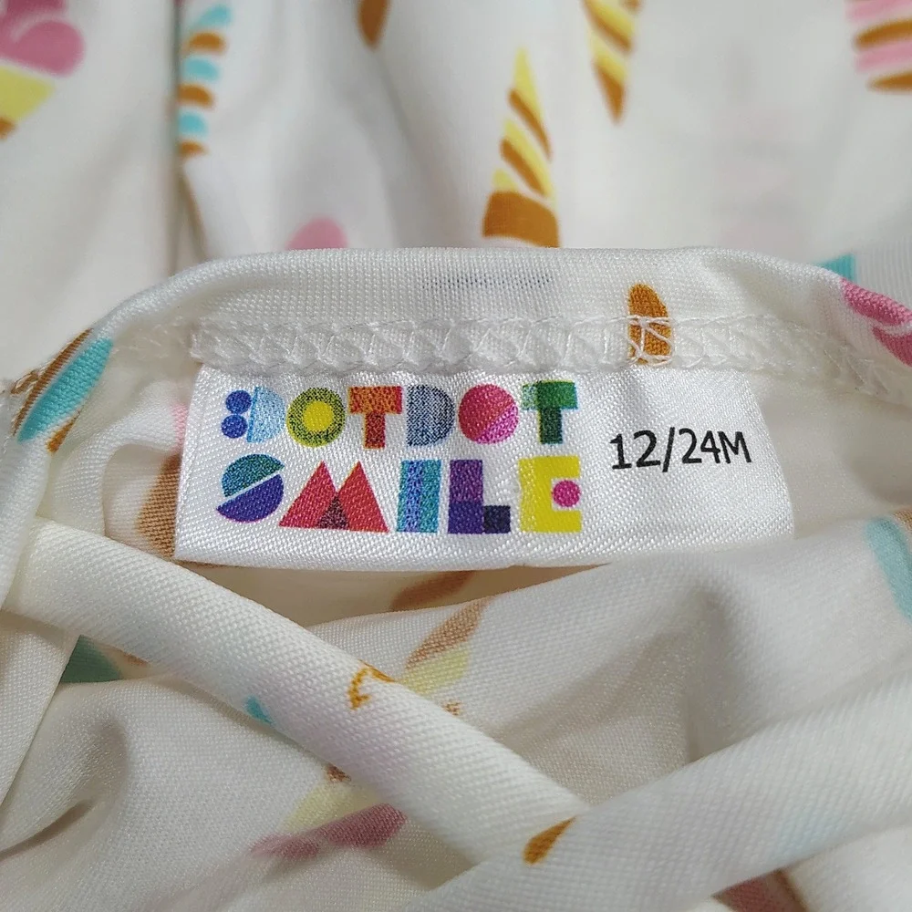 Dot Dot Smile Ice Cream Dress Girls 12/24M White Pink Blue Popsicle Criss Cross